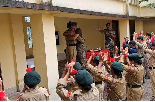 A Salute and a Hug: Cadet Honoured by Commanding Officer